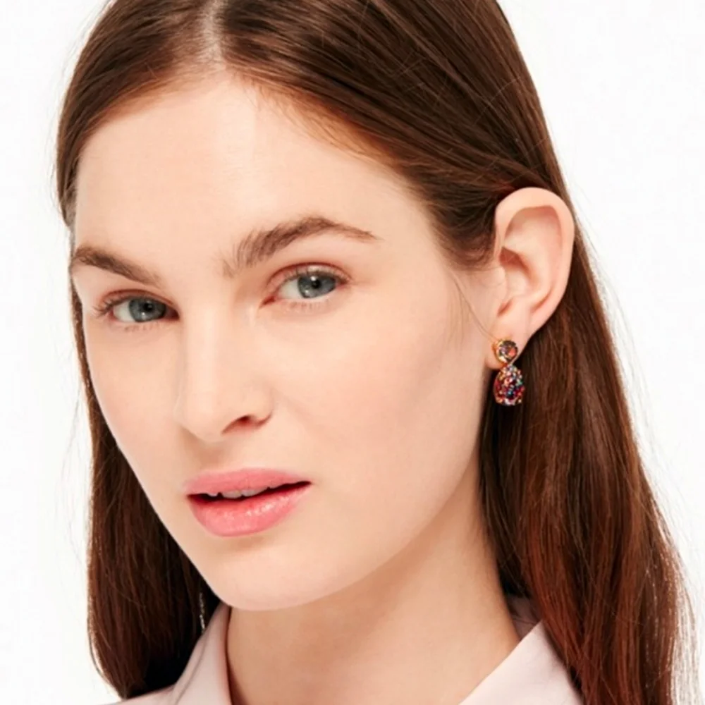 Glitter Pear Stone Drop Earringswith Dust Bag